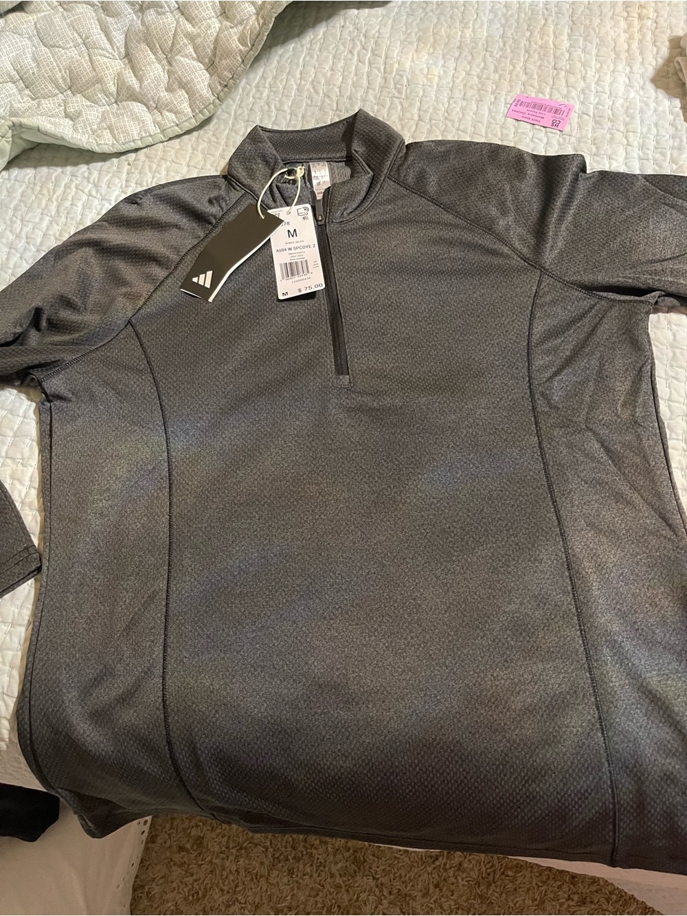 Women's Addidas Athletic Quarter-Zip Pullover - Dark Gray- medium with tags.